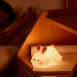 Kids Cute Little Rabbit Night Light Touch Silicone Animal Night Lamp - Image 5