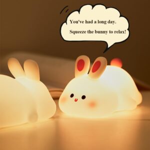 Kids Cute Little Rabbit Night Light Touch Silicone Animal Night Lamp - Image 6