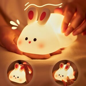 Kids Cute Little Rabbit Night Light Touch Silicone Animal Night Lamp - Image 4