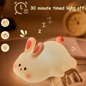 Kids Cute Little Rabbit Night Light Touch Silicone Animal Night Lamp - Image 1