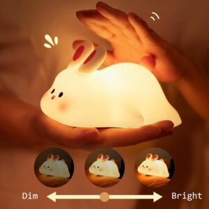 Kids Cute Little Rabbit Night Light Touch Silicone Animal Night Lamp - Image 2