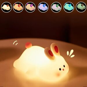 Kids Cute Little Rabbit Night Light Touch Silicone Animal Night Lamp - Image 3