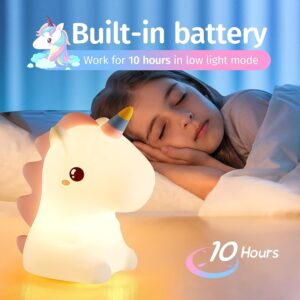 Cute Unicorn Night Light Rechargeable LED Silicone Lamp - Image 1