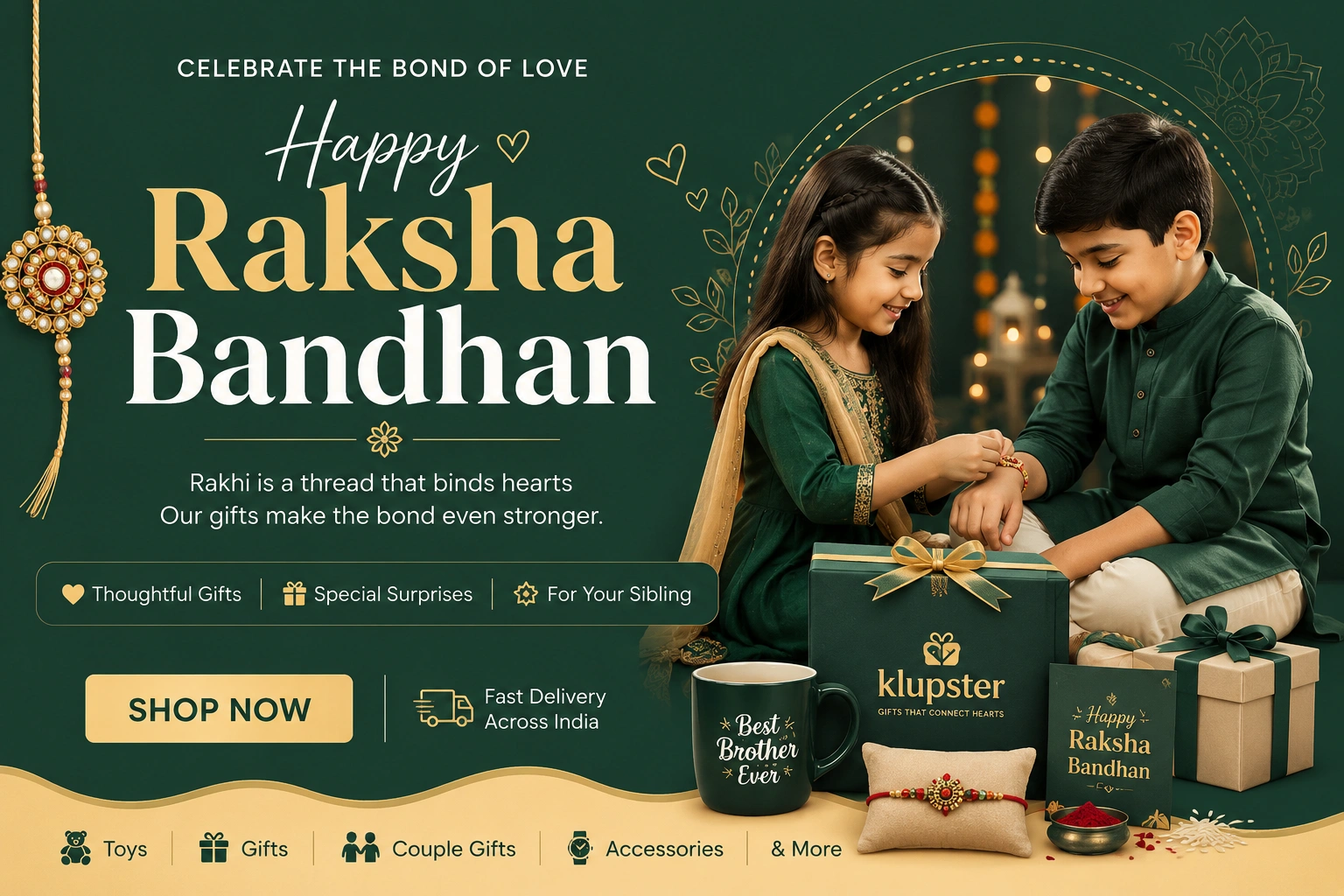 Klupster Raksha Bandhan Mobile Banner Top 2 Green